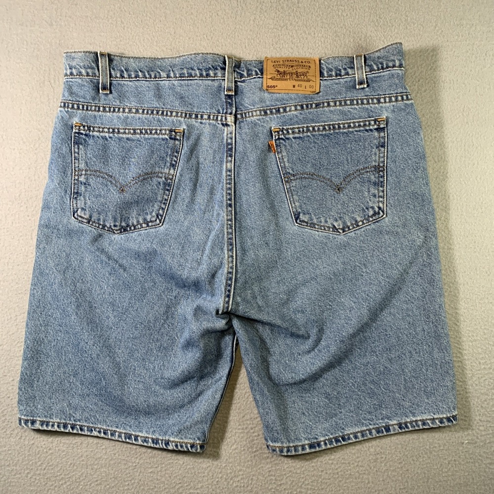 Vintage Levis 505 Orange Tab Light Wash Denim Shorts Mens 40 Blue